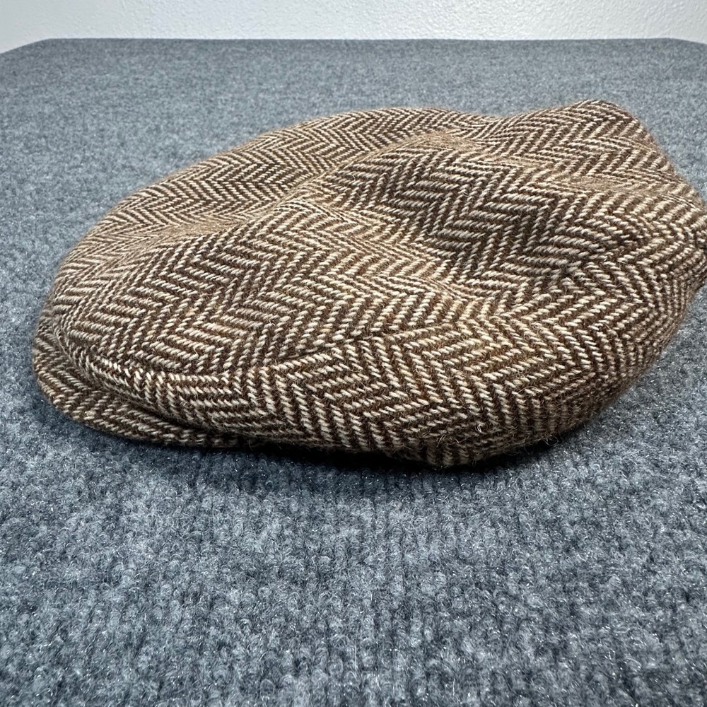 Irish Tweed Pure Wool Flat Cap Brown Herringbone Made in Ireland Newsboy Hat